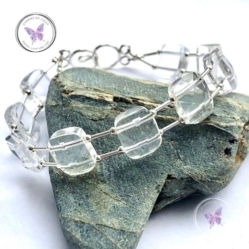 Clear Quartz Faceted Silver Bracelet